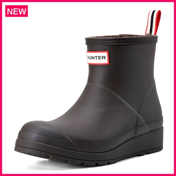 Insulated Short Rain Boots Waterproof Ankle Booties Vegan Shearling Lined